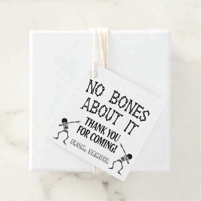 Dabbing Skeleton Halloween Birthday Thank You Favor Tags | Zazzle