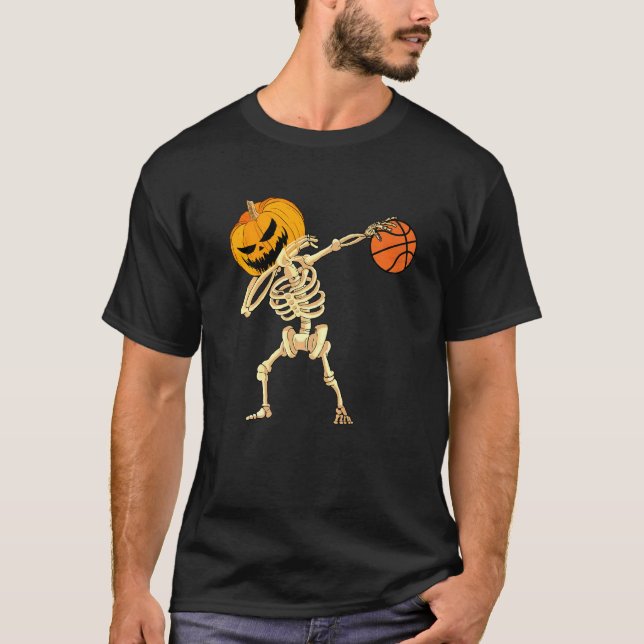 Dabbing Skeleton Halloween Costume Basketball Mom T-Shirt (Front)