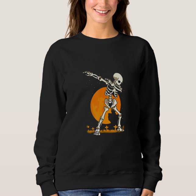 Dabbing Skeleton  Halloween Costume Spooky Season Sweatshirt (Front)