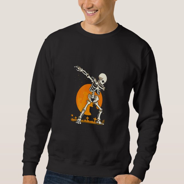 Dabbing Skeleton  Halloween Costume Spooky Season Sweatshirt (Front)
