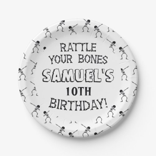 Dabbing Skeleton Halloween Happy Birthday Party Paper Plates