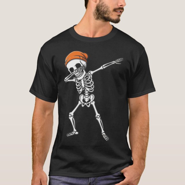 Dabbing Skeleton Halloween Skull Rib Cage Dab T-Shirt (Front)
