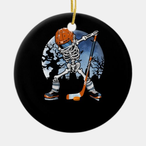 Dabbing Skeleton Hockey Halloween Costume Horror M Ceramic Ornament