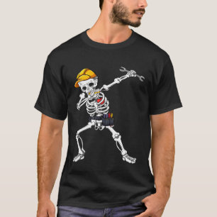Dabbing Skeleton Mechanic Halloween Costume Mens W T-Shirt