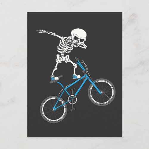 Dabbing Skeleton mtb Bicycle BMX Fun Postcard