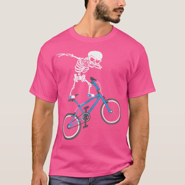 Dabbing Skeleton Mtb Bicycle Bmx Fun T-Shirt (Front)
