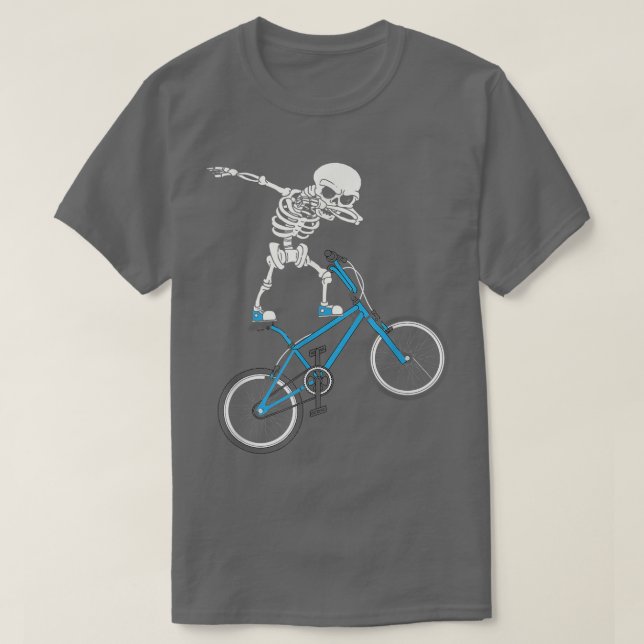 Dabbing Skeleton MTB Bike BMX Fun T-Shirt (Design Front)