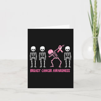 Dabbing Skeleton Pink Ribbon Breast Cancer Hallowe Card