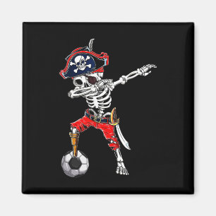 Dabbing Skeleton Pirate And Soccer Ll Halloween Co Magnet