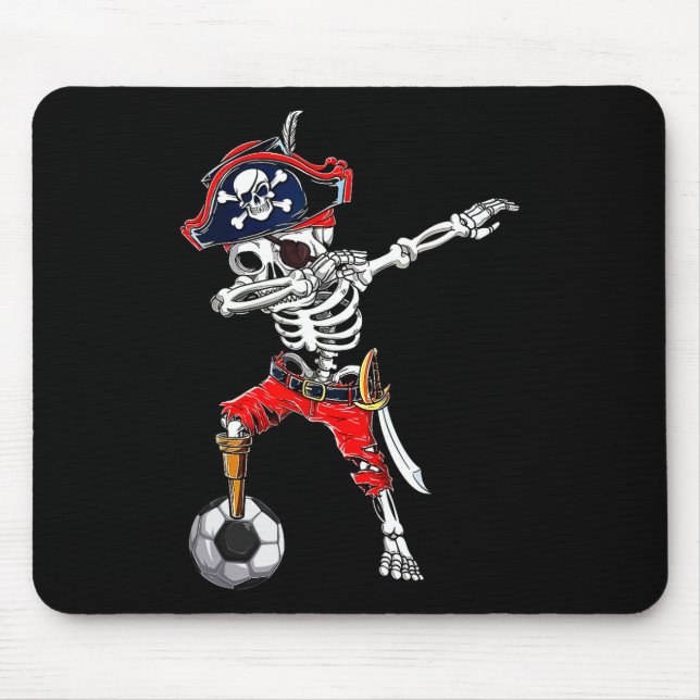 Dabbing Skeleton Pirate And Soccer Ll Halloween Co Mouse Pad (Front)