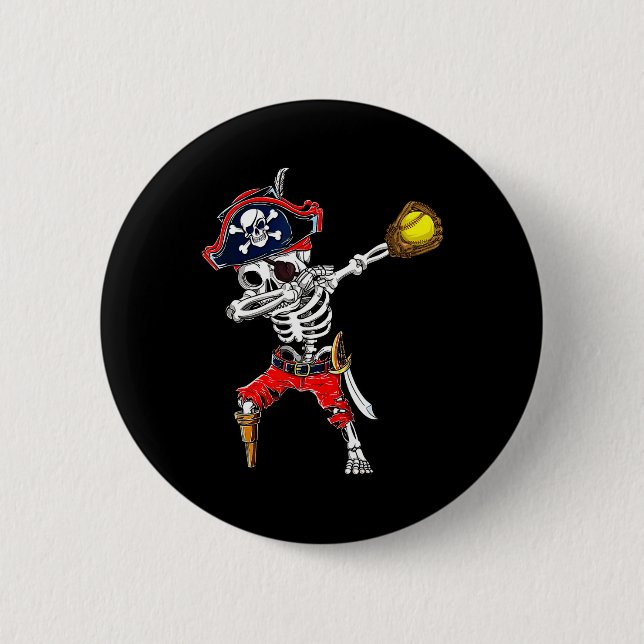 Dabbing Skeleton Pirate And Softll Ll Halloween Co Button (Front)
