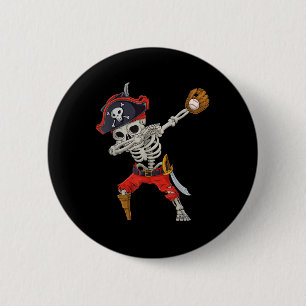 Dabbing Skeleton Pirate Baseball Funny Halloween S Button