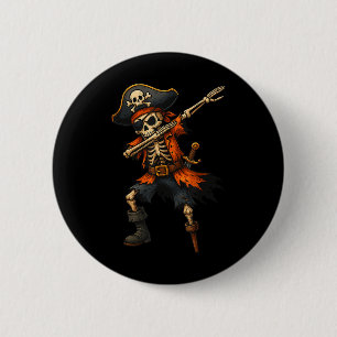 Dabbing Skeleton Pirate Halloween Costume For Kids Button