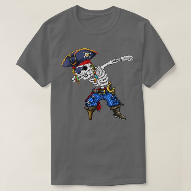 Dabbing Skeleton Pirate Halloween Costume for Kids T-Shirt (Design Front)