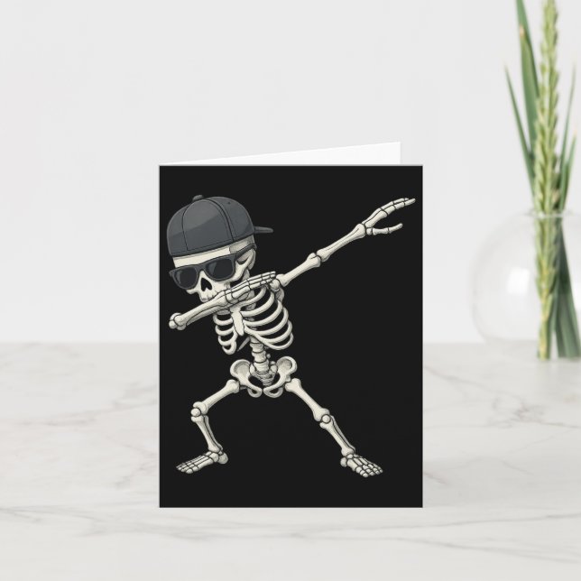 Dabbing Skeleton Pirate Halloween Kids Jolly Roger Card (Front)