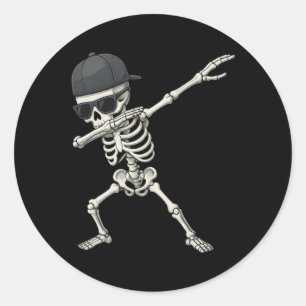 Dabbing Skeleton Pirate Halloween Kids Jolly Roger Classic Round Sticker
