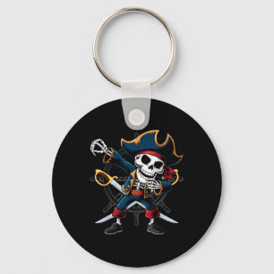 Dabbing Skeleton Pirate Halloween Kids Jolly Roger Keychain