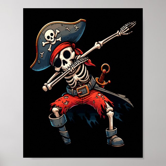 Dabbing Skeleton Pirate Kids  Poster (Front)