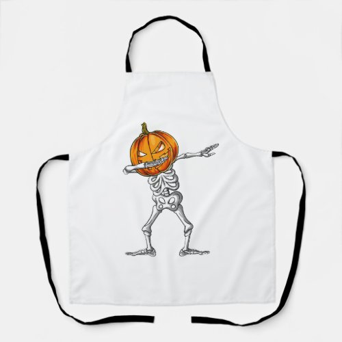 Dabbing Skeleton Pumpkin Halloween Costume Men Dab Apron