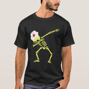 Dabbing Skeleton Radioactive Nurse Halloween Costu T-Shirt