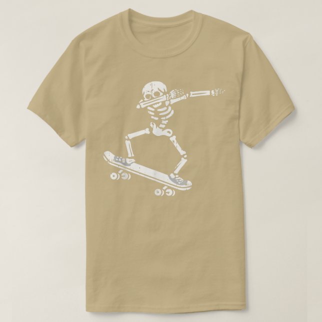 Dabbing Skeleton Skateboard Costume Funny Hallowee T-Shirt (Design Front)