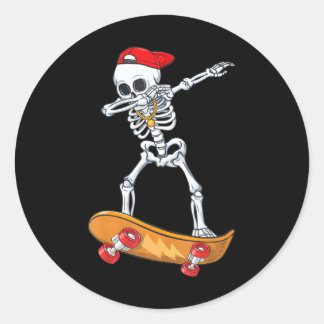 Dabbing Skeleton Skateboarding funny Skater Classic Round Sticker