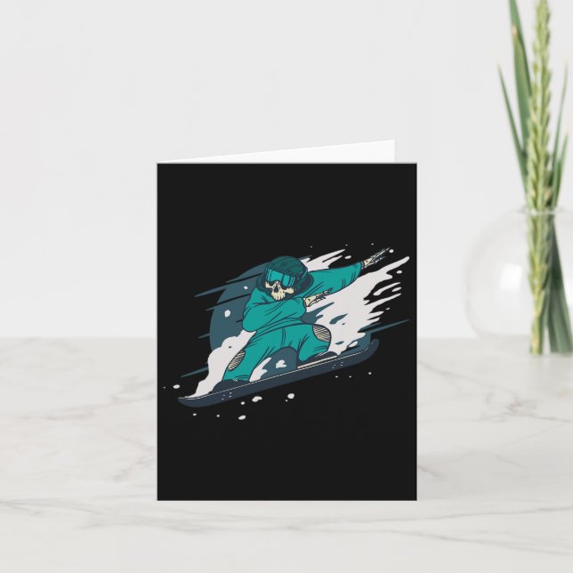Dabbing Skeleton Snowboarder Snowboard Snowboardin Card (Front)
