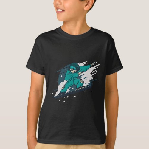 Dabbing Skeleton Snowboarder Snowboard Snowboardin T-Shirt