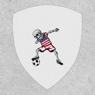 Dabbing Skeleton Soccer Halloween United States Patch