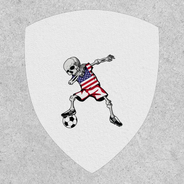 Dabbing Skeleton Soccer Halloween United States Patch (Front)