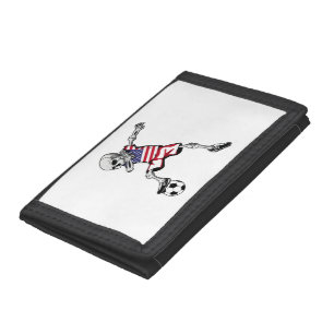 Dabbing Skeleton Soccer Halloween United States Tri-fold Wallet