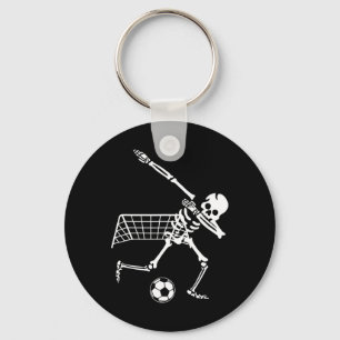 Dabbing Skeleton Soccer Humor Funny Halloween Gift Keychain