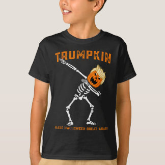 Dabbing Skeleton Trump Trumpkin Make Halloween Gre T-Shirt