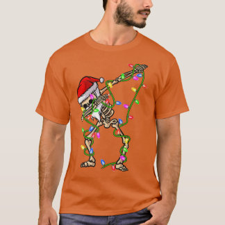 Dabbing Skeleton Xmas Lights Funny Santa Skeleton  T-Shirt