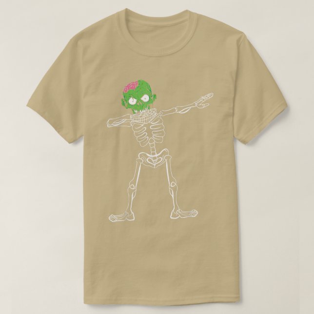 Dabbing Skeleton Zombie Happy Halloween Costumes W T-Shirt (Design Front)