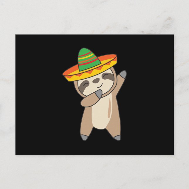 dabbing Sloth Cinco De Mayo süße Tiere Mexico Postcard (Front)