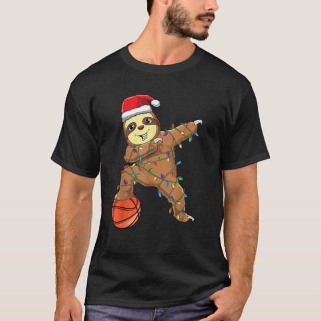 Dabbing Sloth Dab Basketball Player Boys Cute Chri T-Shirt (Front)
