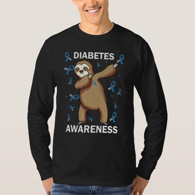 Dabbing Sloth Diabetes Awareness Month T1d Warrior T-Shirt (Front)