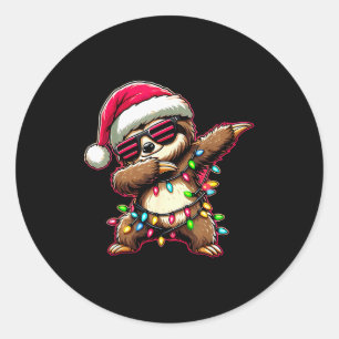 Dabbing Sloth Xmas For Kids Boys Girl Sloth Lover Classic Round Sticker
