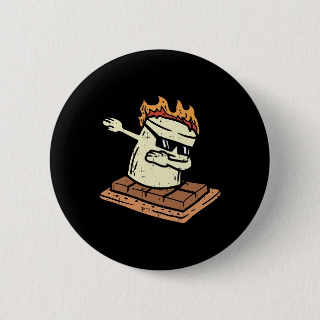 Dabbing Smore Marshmallow Cute Dab Dance Camping C Button (Front)
