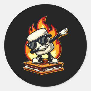 Dabbing Smore Marshmallow Cute Dab Dance Camping C Classic Round Sticker