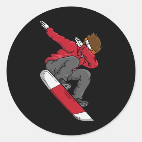 Dabbing Snowboarder Cute Snowboarding Funny Dab Sk Classic Round Sticker