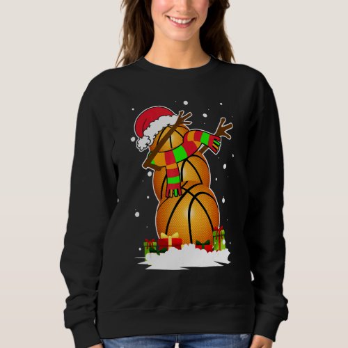 Dabbing Snowman Basketball Ball Santa Christmas Pa Sweatshirt