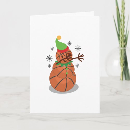 Dabbing Snowman basketball Christmas Funny Dab Holiday Card