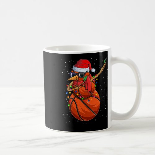 Dabbing Snowman Basketball Lover Santa Hat Christm Coffee Mug