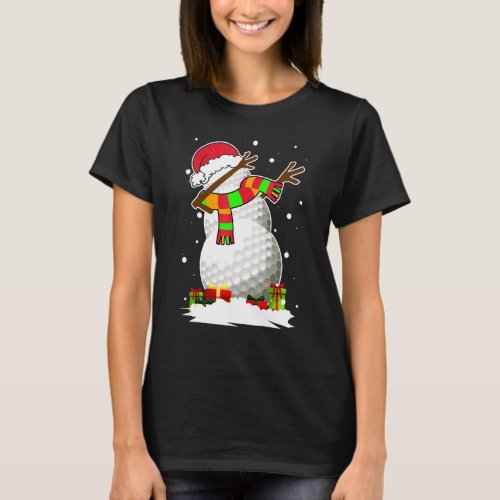 Dabbing Snowman Golf Ball Santa Christmas Pajama X T_Shirt