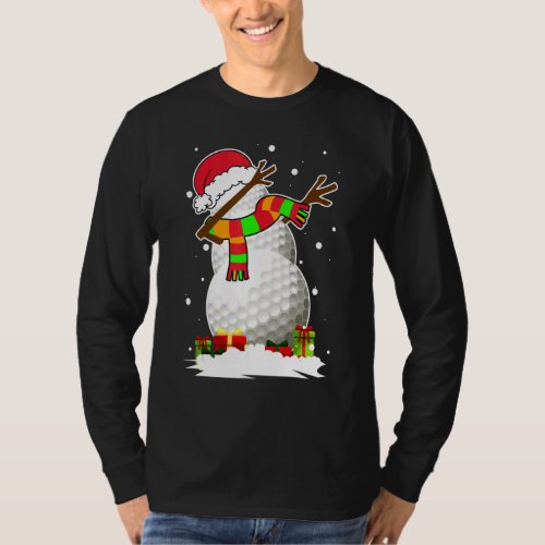 Dabbing Snowman Golf Ball Santa Christmas Pajama X T_Shirt