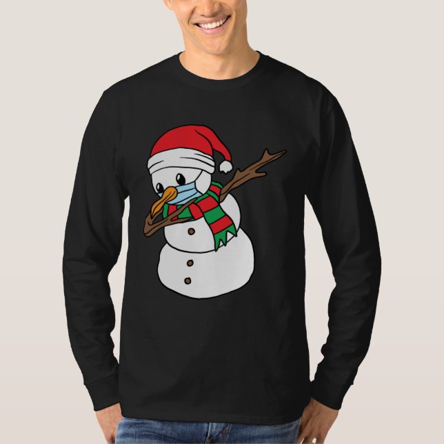 Dabbing Snowman Mask Xmas Dab Christmas Santa T-Shirt (Front)