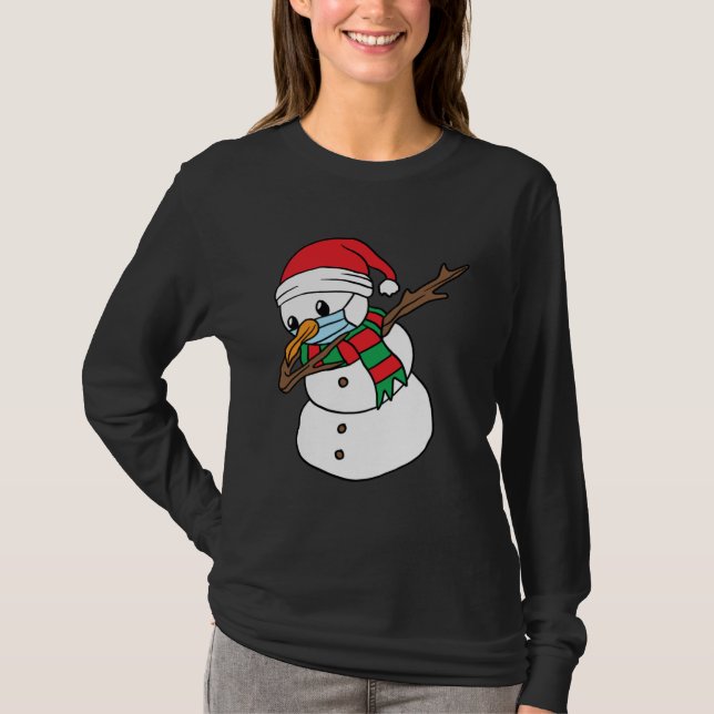 Dabbing Snowman Mask Xmas Dab Christmas Santa T-Shirt (Front)