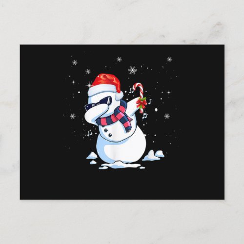 Dabbing Snowman Santa ChristmasPng Announcement Postcard